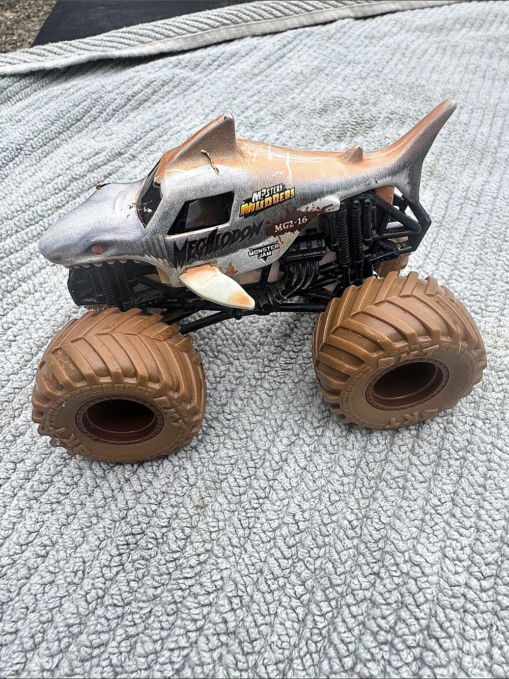 Mattel Monster Jam Megalodon Monster Truck Toy Silver Brown